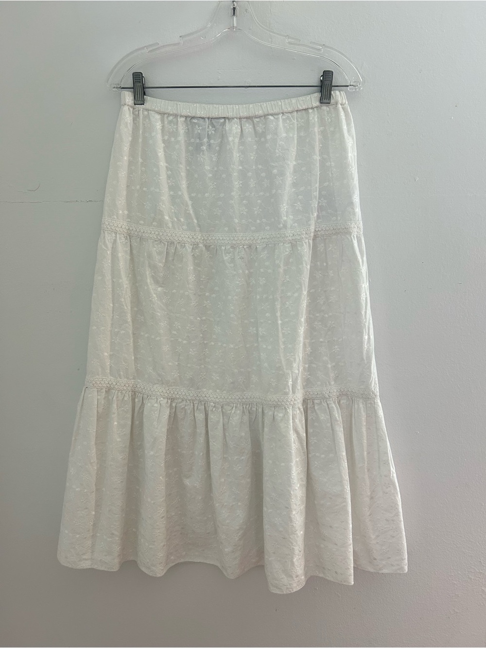 Vintage Van Heusen Midi Skirt  size XS Eyelet elastic Waist 100% Cotton Romantic